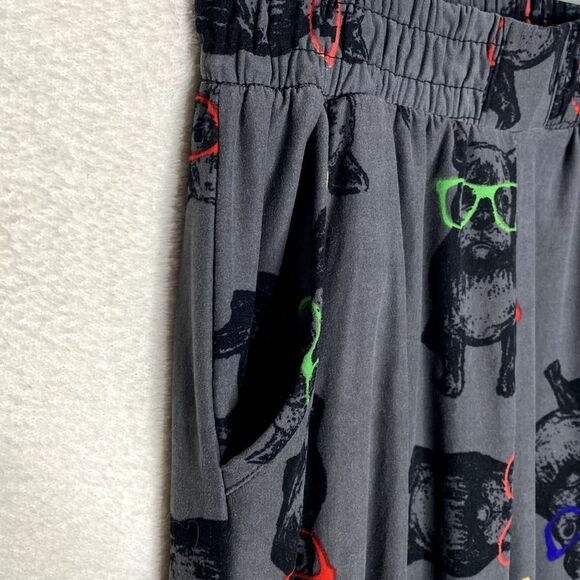 French Bulldog High Waist Graphic Soft Joggers Gray Medium Loungewear PJ Pants - Picture 3 of 10